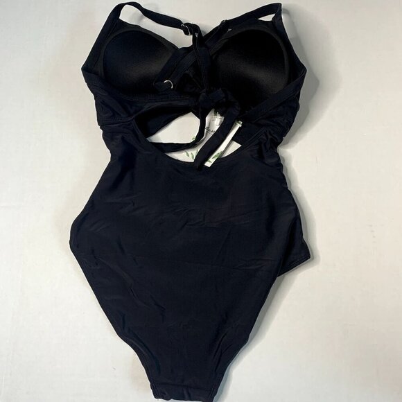 Eomenie One Piece SZ S Swimsuit Tummy Control Cutout High Waisted Tie Back NEW - Picture 5 of 11